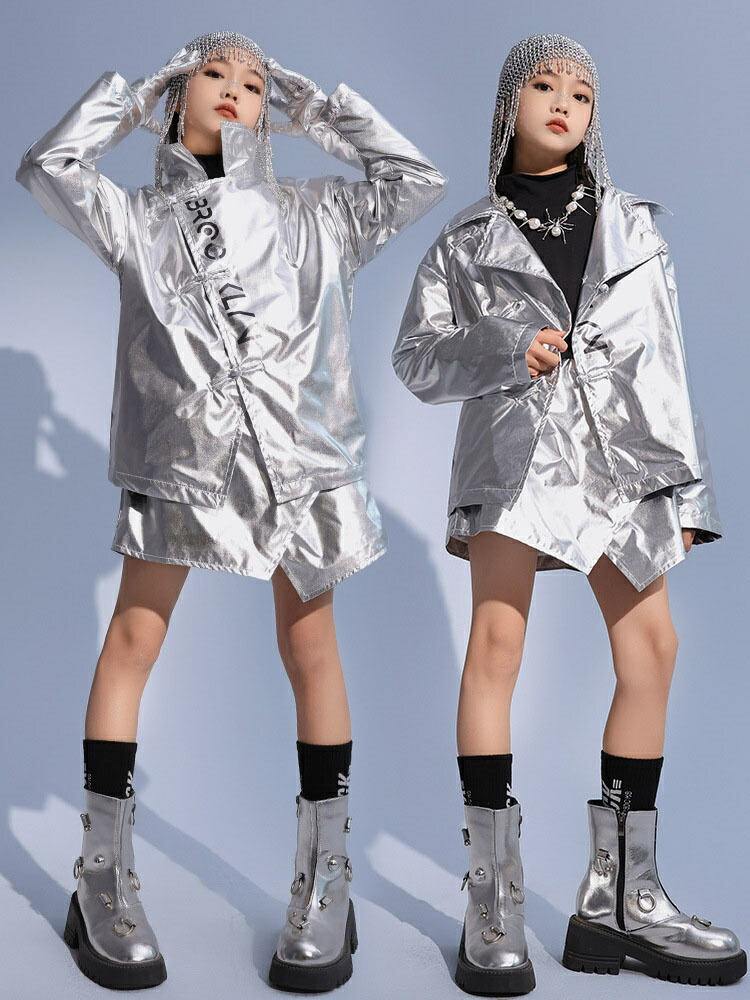 楽天市場】シルバー スタジャン 光沢 ジャケット オーロラ キッズ