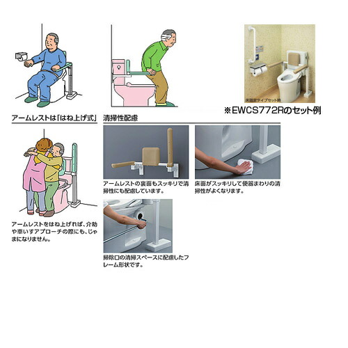 楽天市場】TOTO 肘掛け手すり 床固定 はね上げタイプ 背もたれなし 大