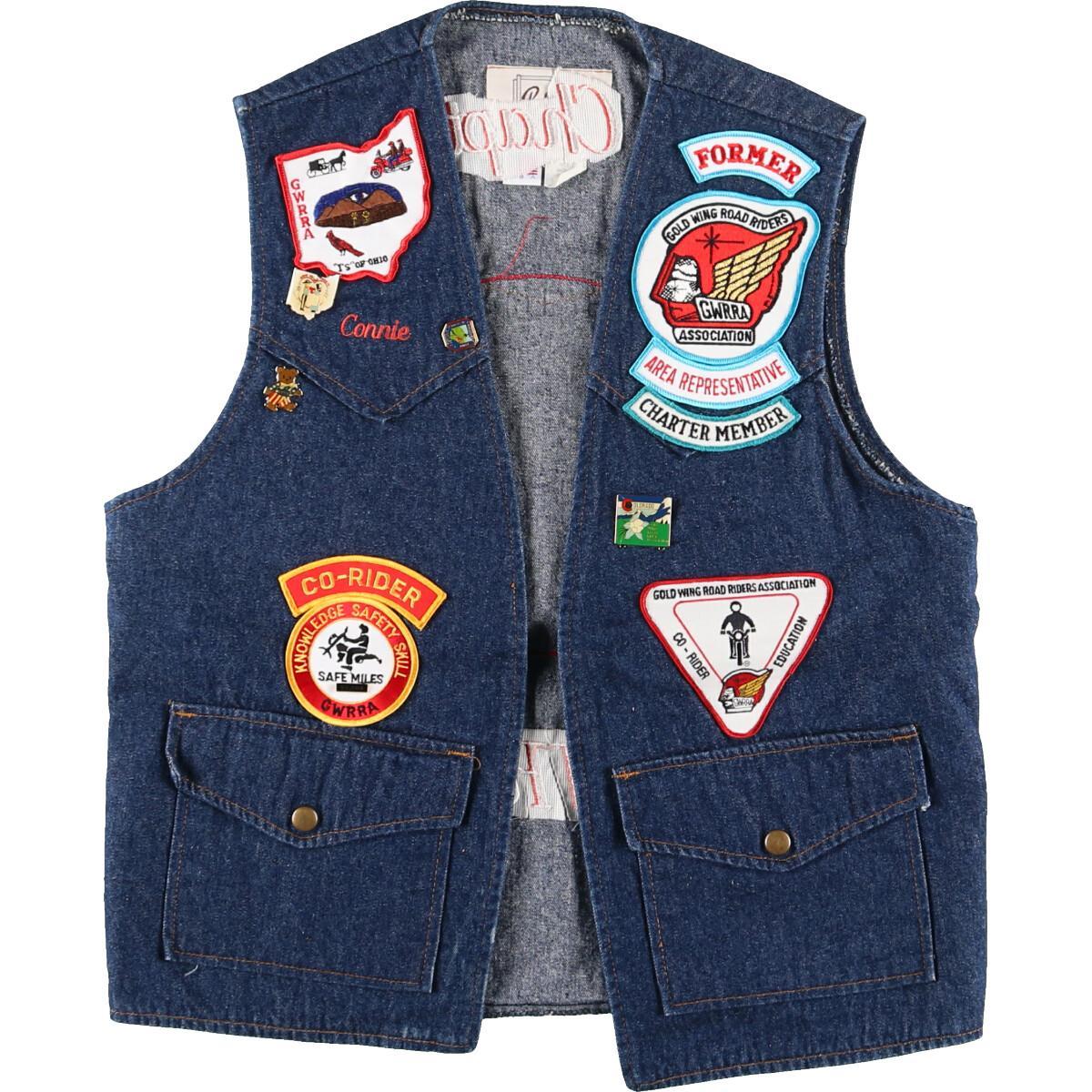 楽天市場】80年代 ワッペンカスタム ピンバッジカスタム デニムベスト