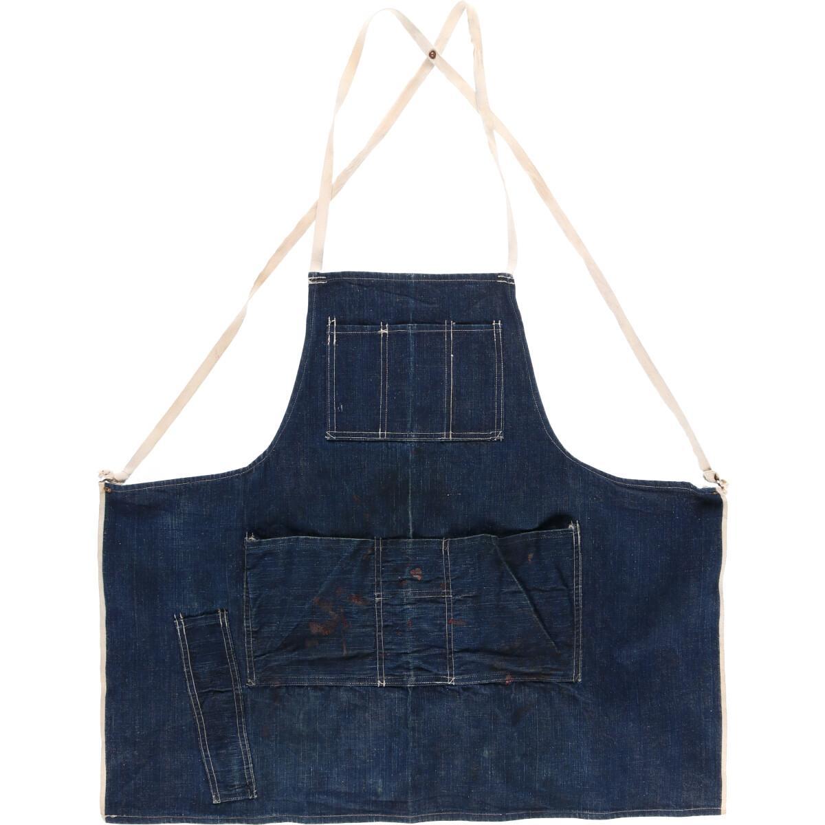 40's 40年代 ヴィンテージ インディゴ ストライプ ワークエプロン 40's