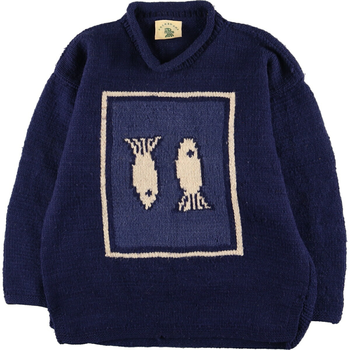 楽天市場】古着 PACHAMAMA 魚柄 ロールネック エクアドルニット