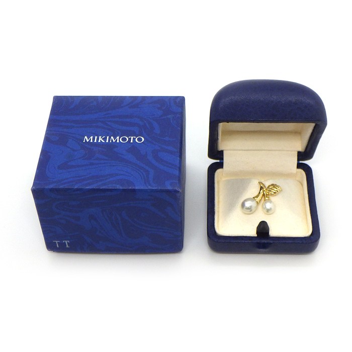 楽天市場】ミキモト MIKIMOTO ピンブローチ チェリー リーフ モチーフ