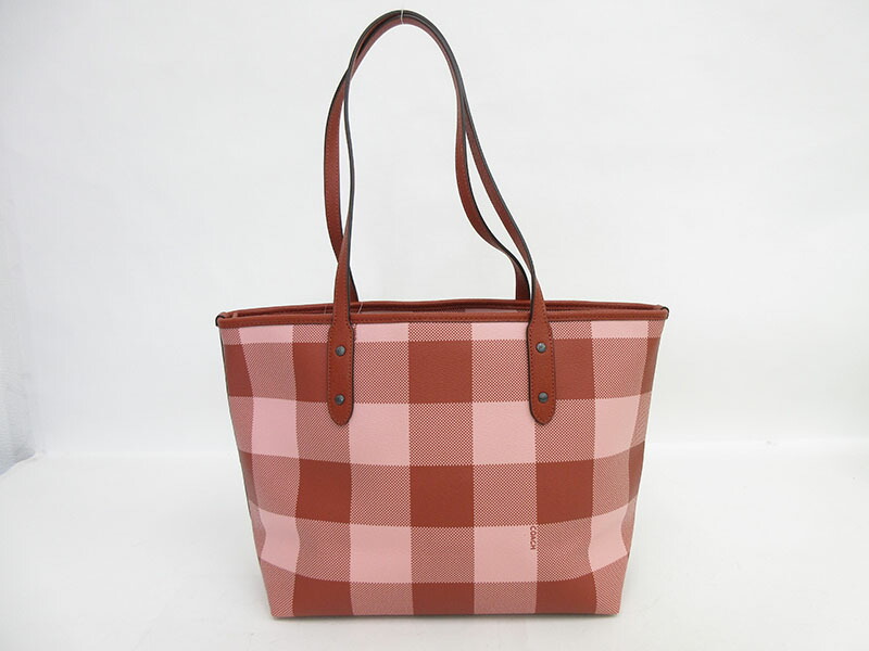 楽天市場】COACH(コーチ) チェック柄 トートバッグ F26147 赤 レッド