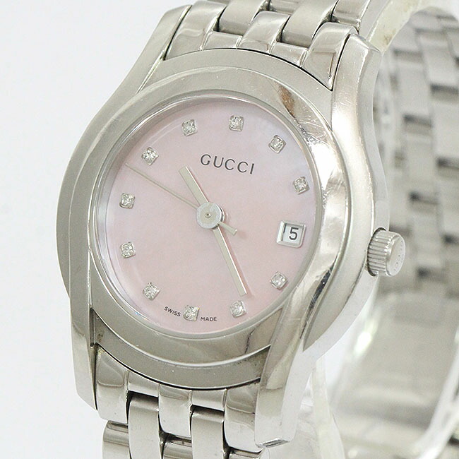 可動品【GUCCI/グッチ】5500L 11Pダイヤ スイス製 デイト ブラック