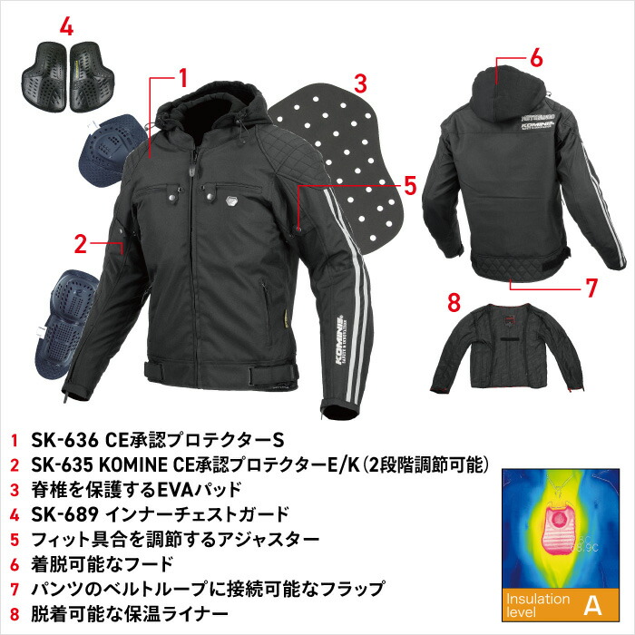楽天市場】コミネ JK-614 プロテクトウインターパーカ KOMINE 07-614