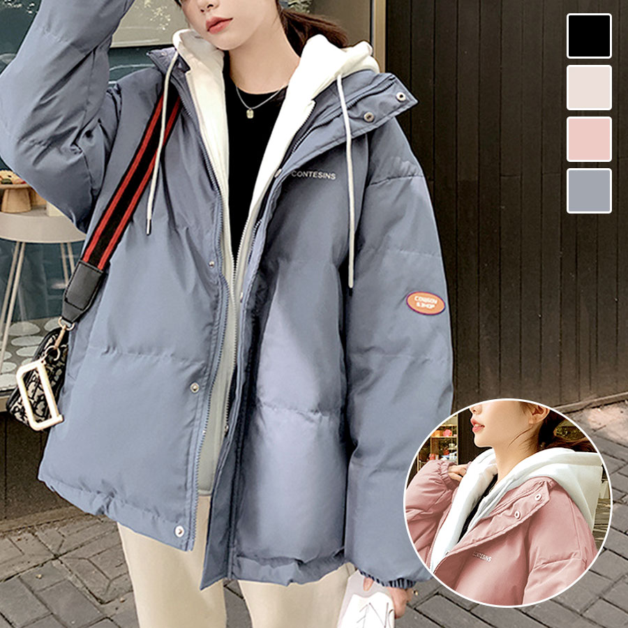 楽天市場】重ね着風 ダウン ジャケット フード アウター 長袖 ポケット