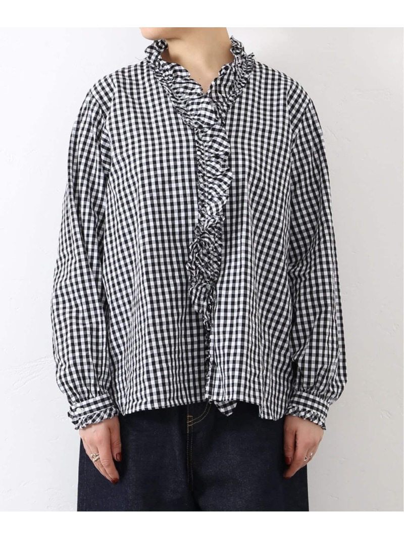 楽天市場】《追加》ギンガム フリルブラウス(NV) journal standard