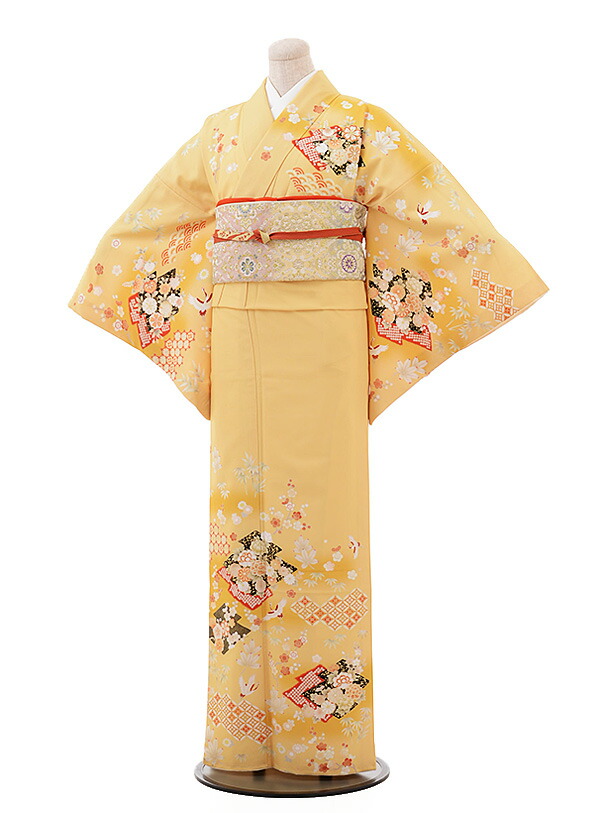 楽天市場】訪問着 レンタル 結婚式 tc710 JAPANSTYLE 山吹色 吉祥文様