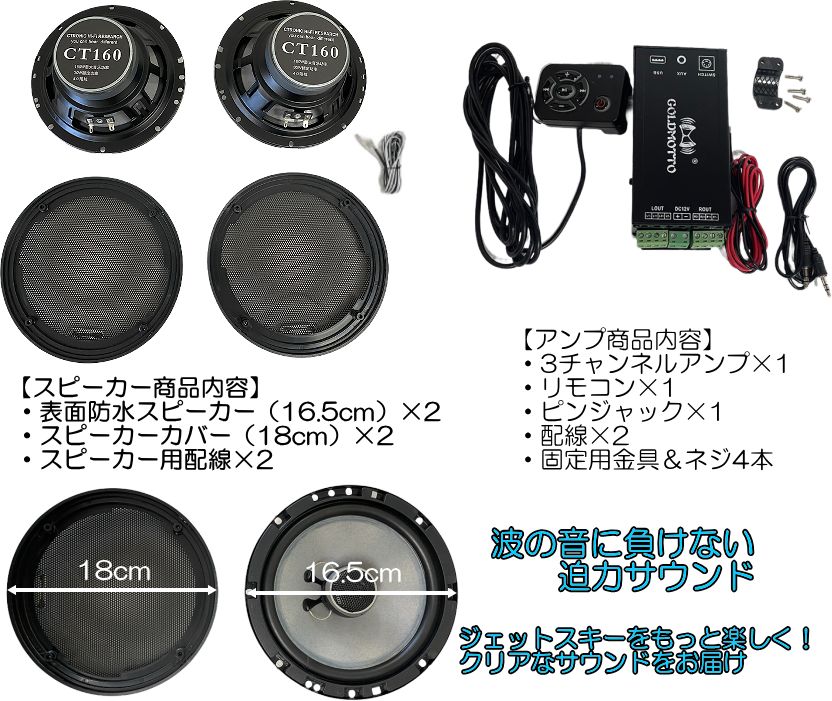楽天市場】ジェットスキー用 防水スピーカー＆アンプ＆スピーカーBOX