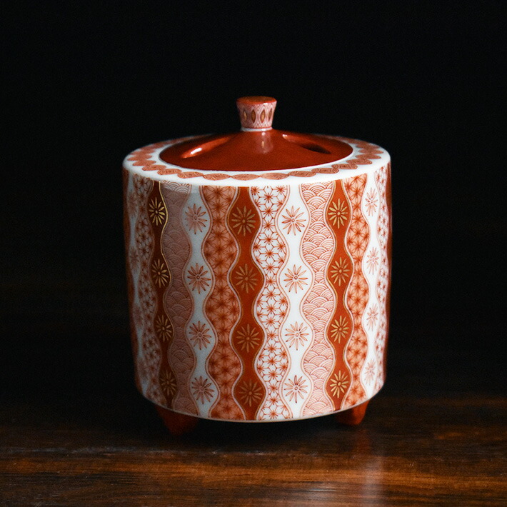 楽天市場】九谷焼 3寸 香炉 赤絵立涌紋 架谷庸子（福島武山一門 赤絵細