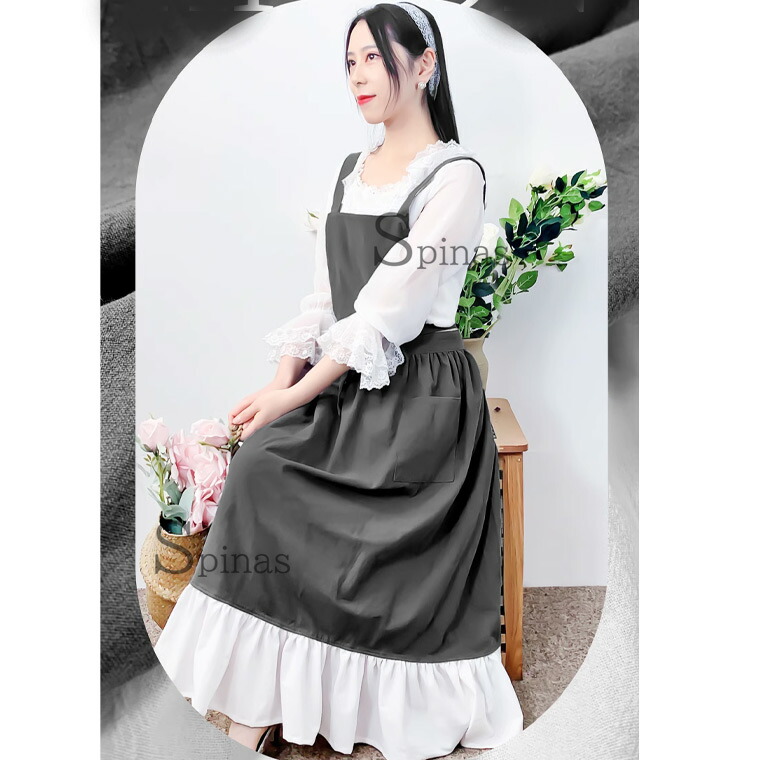 楽天市場】白フリルが清楚なイメージ メイド風 エプロン ひらひら