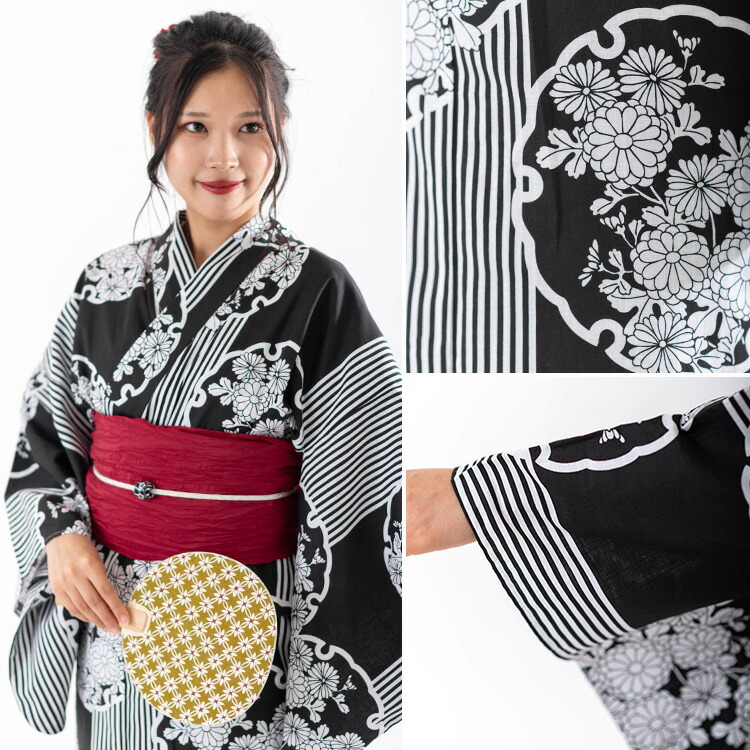 楽天市場】【単品】女性用浴衣 レディース 雪輪文様 菊 綿生地 HYL