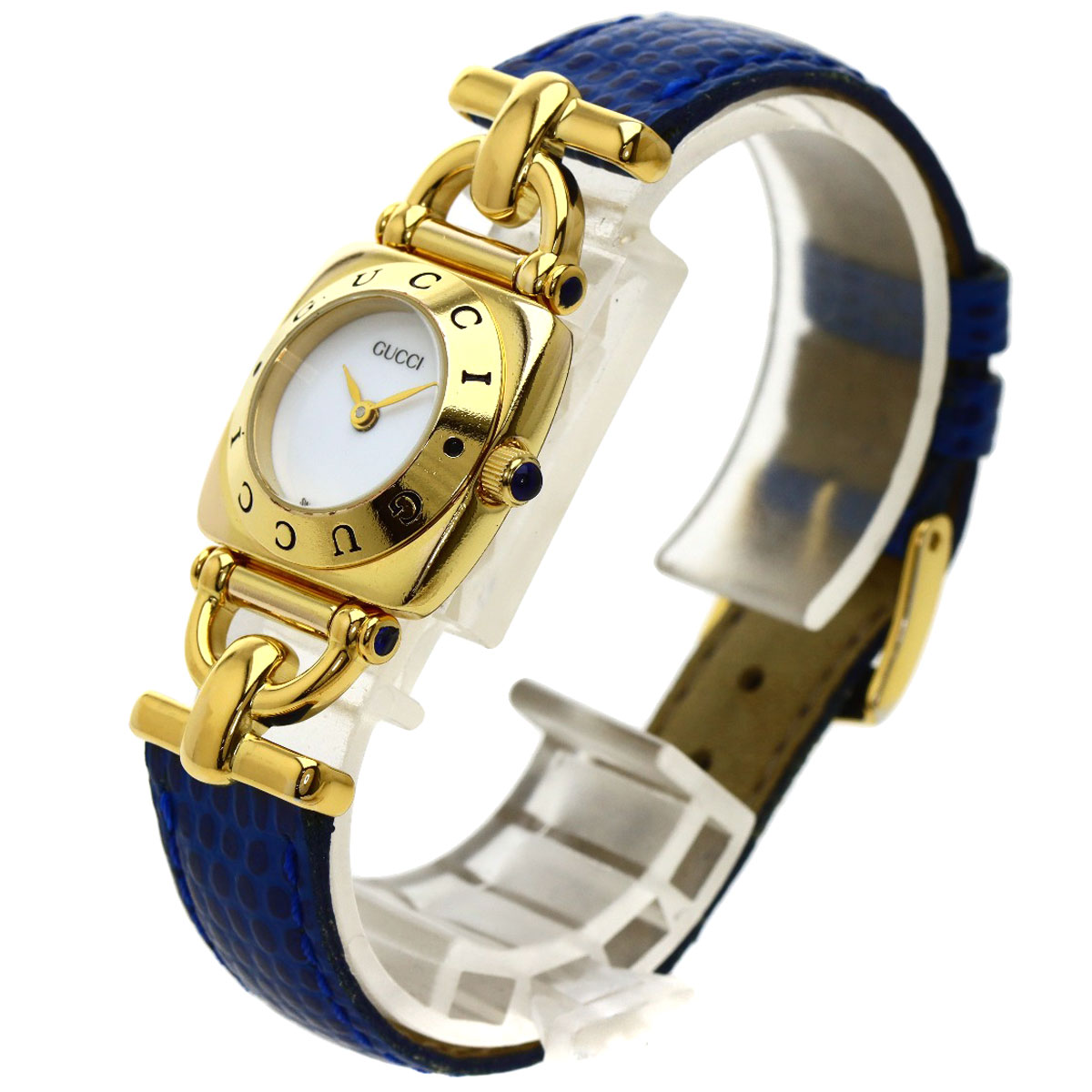 楽天市場】グッチ 6300L ロゴ 腕時計 GP/革 レディース 【中古