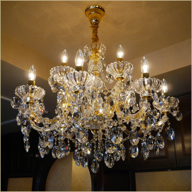 楽天市場】クリスタルシャンデリア 12灯 ゴールド 天井照明 インテリア