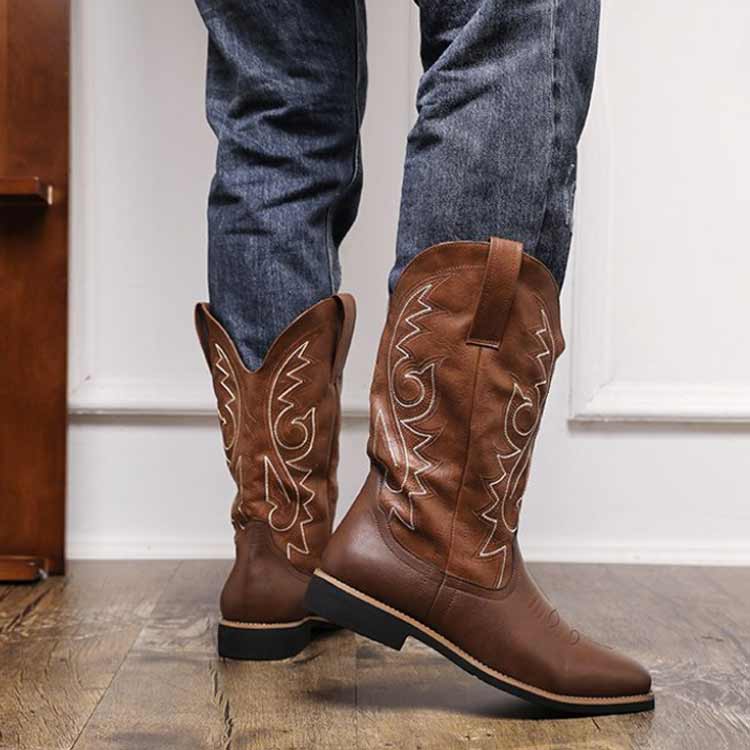楽天市場】ウエスタンブーツ メンズ ロングブーツ ミドル ブーツ 刺繍