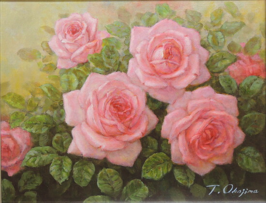 楽天市場】絵画 油絵 ばら（ピンクのバラ） （岡島哲夫） 送料無料