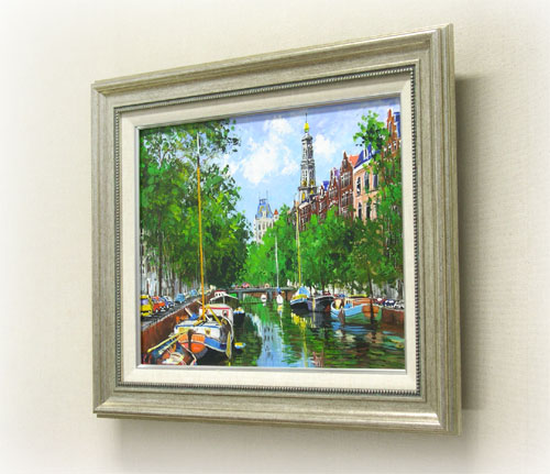 楽天市場】絵画 油絵 アムステルダムの運河 （藤原英信） 送料無料