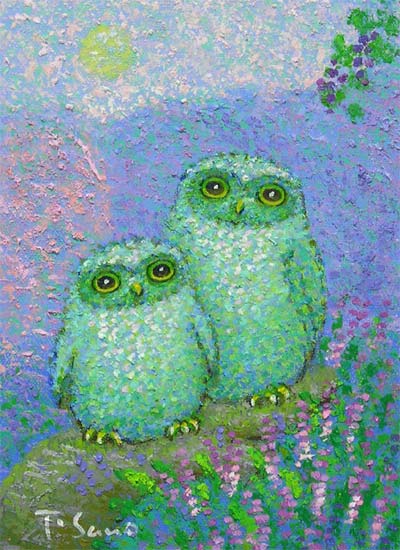 楽天市場】絵画 油絵 季節のふくろう （佐野千恵子） 送料無料 【肉筆