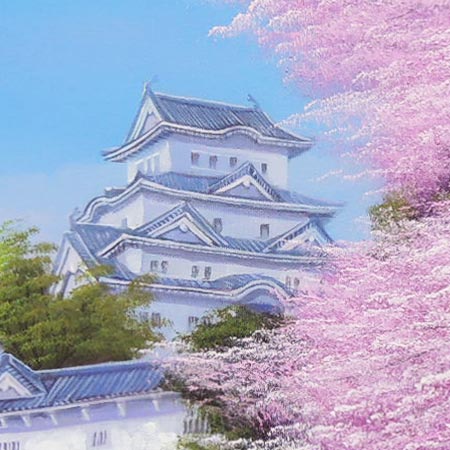 楽天市場】絵画 油絵 姫路城の桜 F30号 （木村由記夫） 送料無料