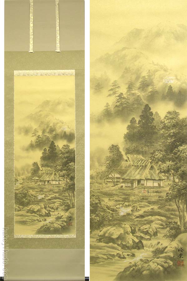 楽天市場】掛け軸 開運四神相応山水図 （今井玲豊） 送料無料 【掛軸