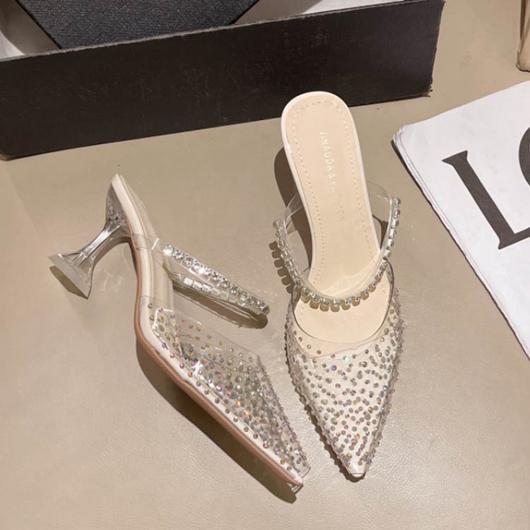 楽天市場】クリア ミュール サンダル クリアヒール 6cm ヒール クリア