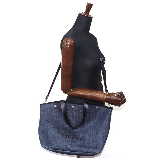 楽天市場】プラダ【PRADA】 デニム トートバッグ ブルー デニム