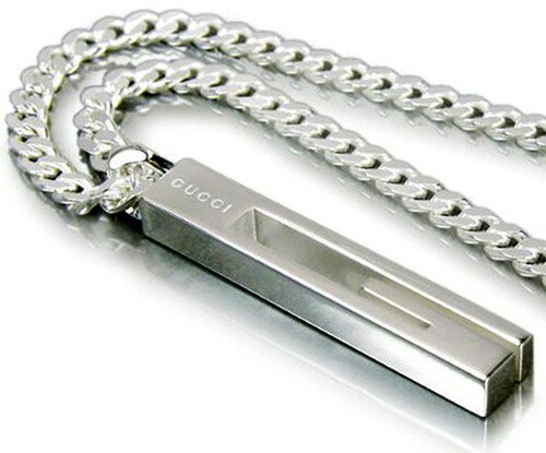 楽天市場】GUCCI グッチペンダントネックレスロゴ刻印バートップ ID