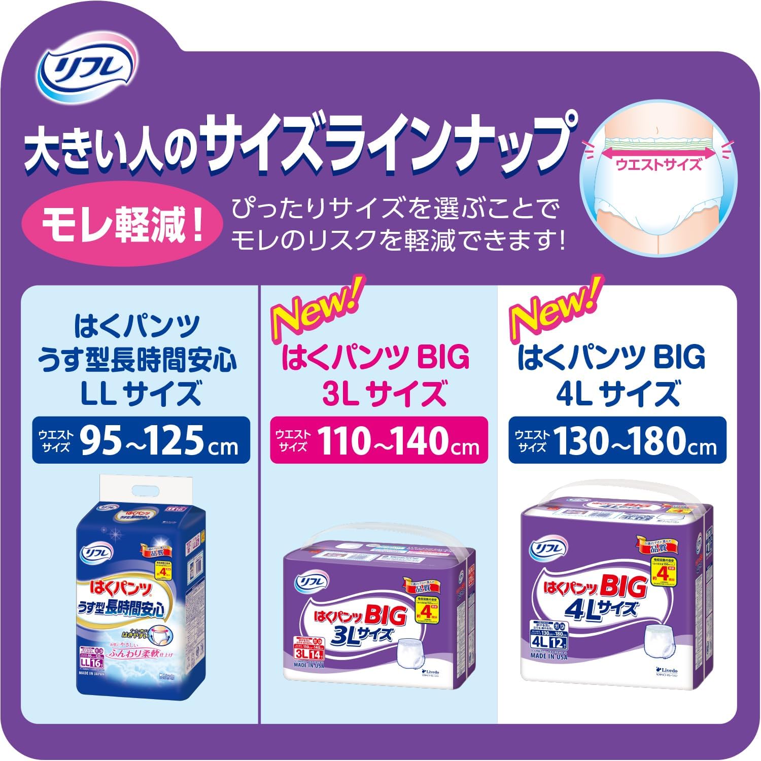 楽天市場】【当日発送】 リフレ 大人用紙おむつ 大きい人の はくパンツ