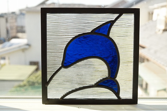 楽天市場】在庫処分 ステンドグラス パネル 住宅用 18cm×18cm イルカ