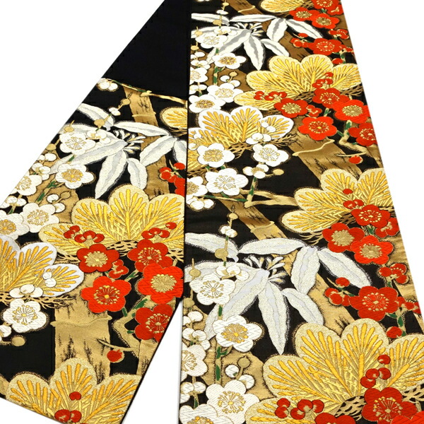 楽天市場】絲屋善創 袋帯 振袖用 仕立て付き 黒 正絹 松竹梅 新品 購入