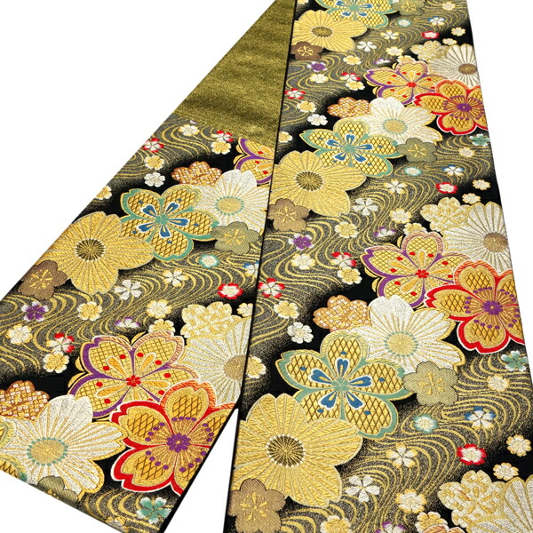 楽天市場】廣部商事 振袖用 袋帯 黒 仕立て上がり 桜 流水 振袖帯 正絹