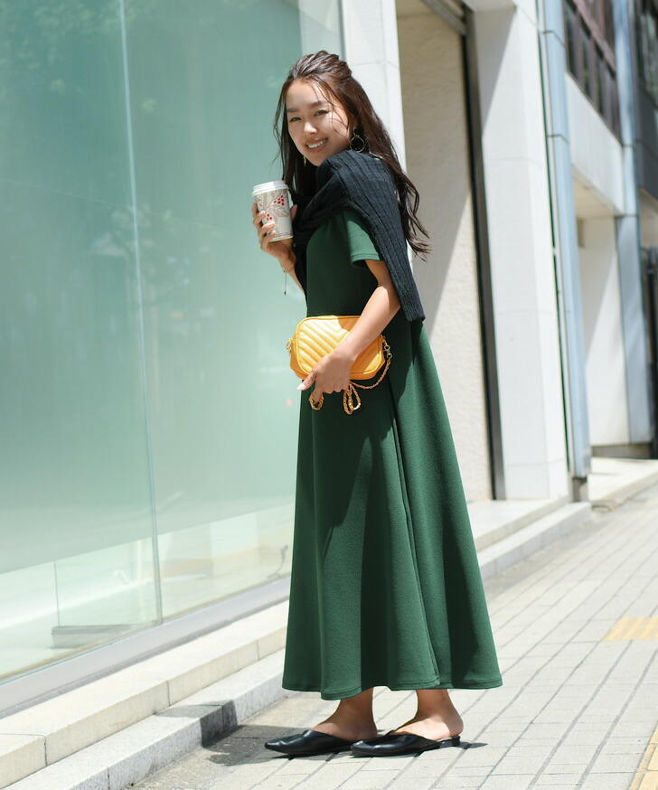 楽天市場】エンボス加工ベーシックマキシ丈フレアワンピース