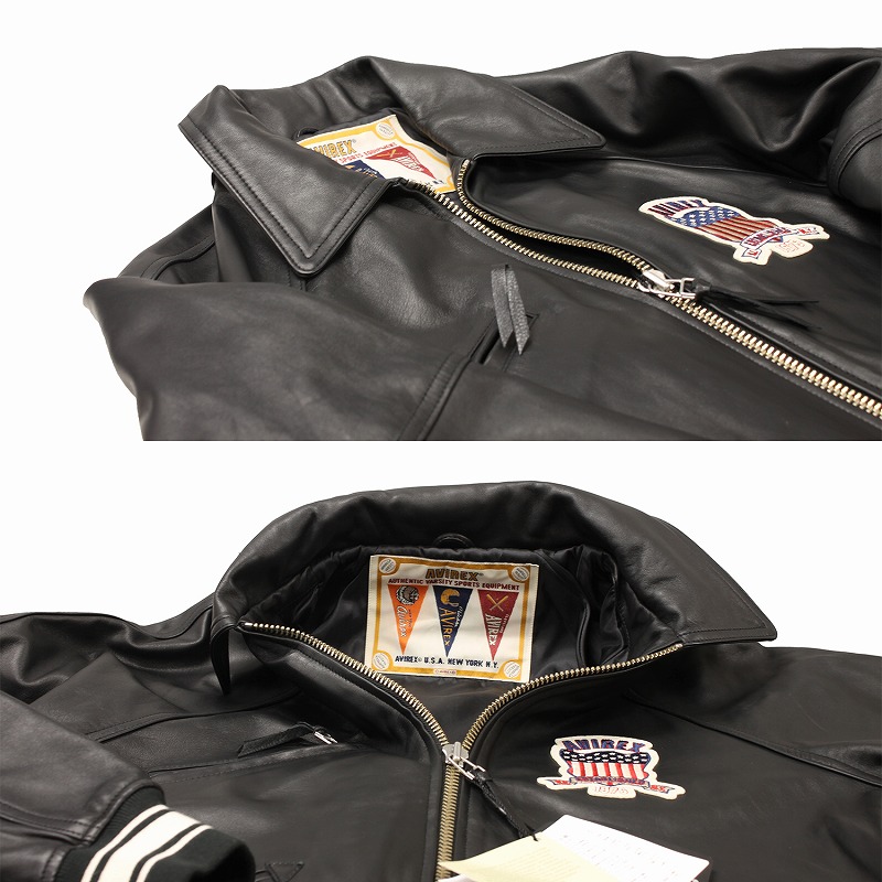 楽天市場】AVIREX 人気スタジャン レザーメンズ 本革ジャケット ヴァー