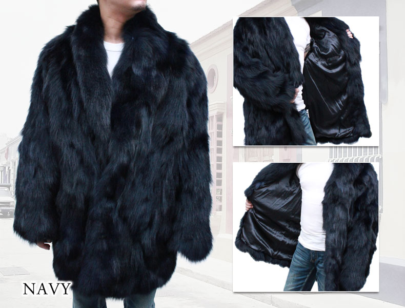 楽天市場】メンズ 毛皮コート FOX キツネ ハーフ丈 ファーコート 90cm