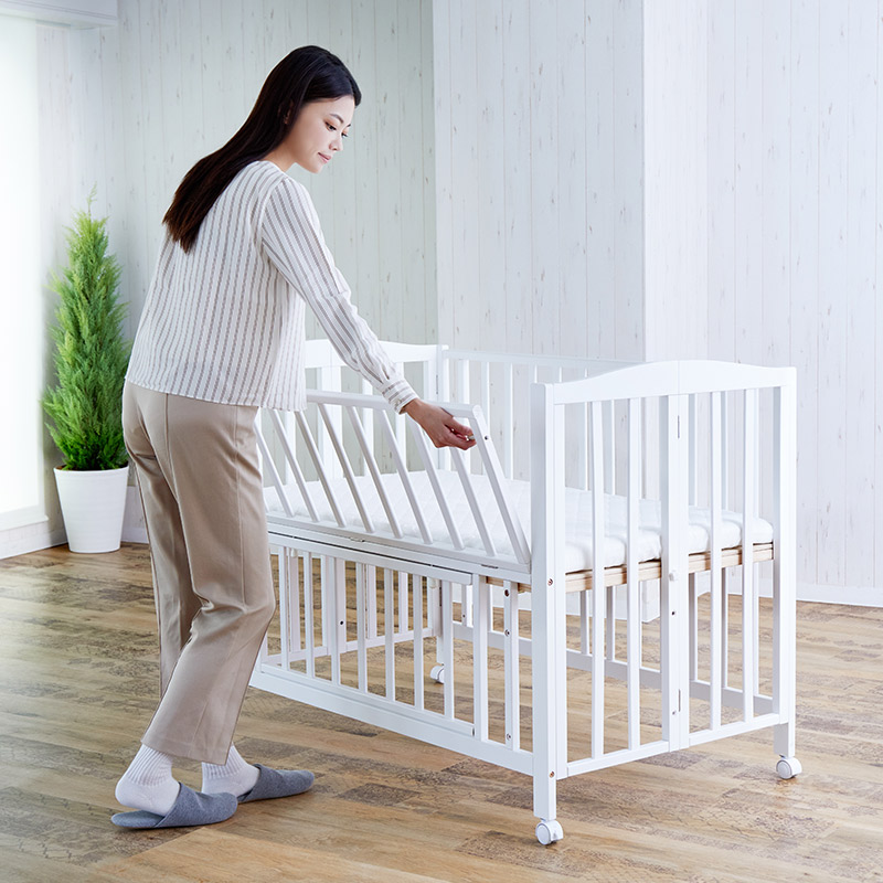 楽天市場】ベビーベッド 折りたたみ レギュラーサイズ 木製 床板すのこ