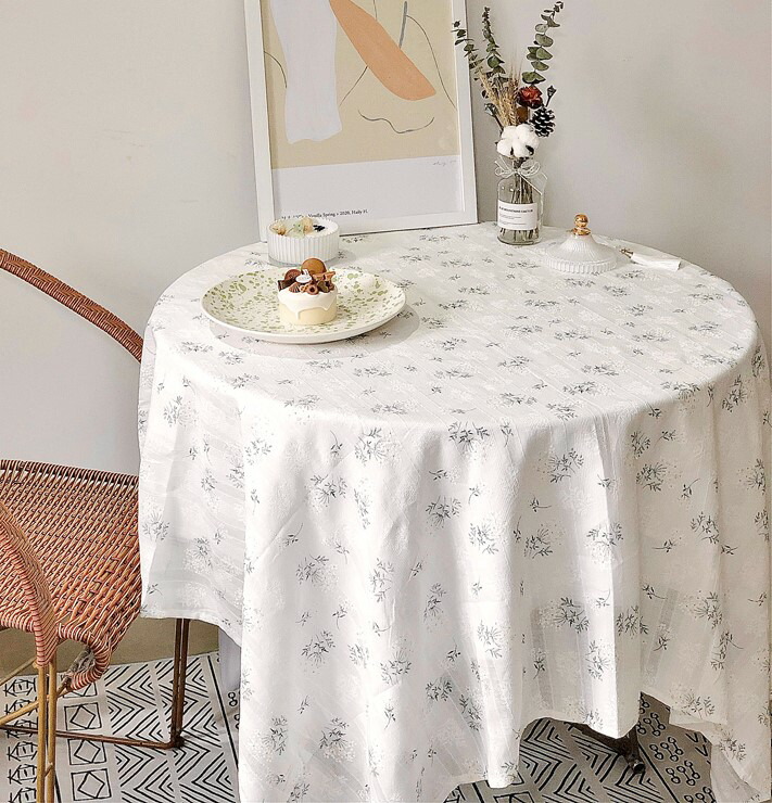 刺繍花柄レーステーブルクロス 165x115cm 刺繍花柄レーステーブル