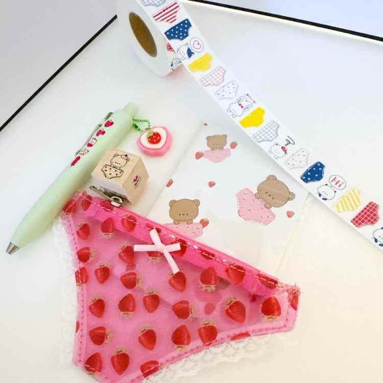 楽天市場】おパンツポーチセット (ドット/いちご) 文具好き必見 ラベル