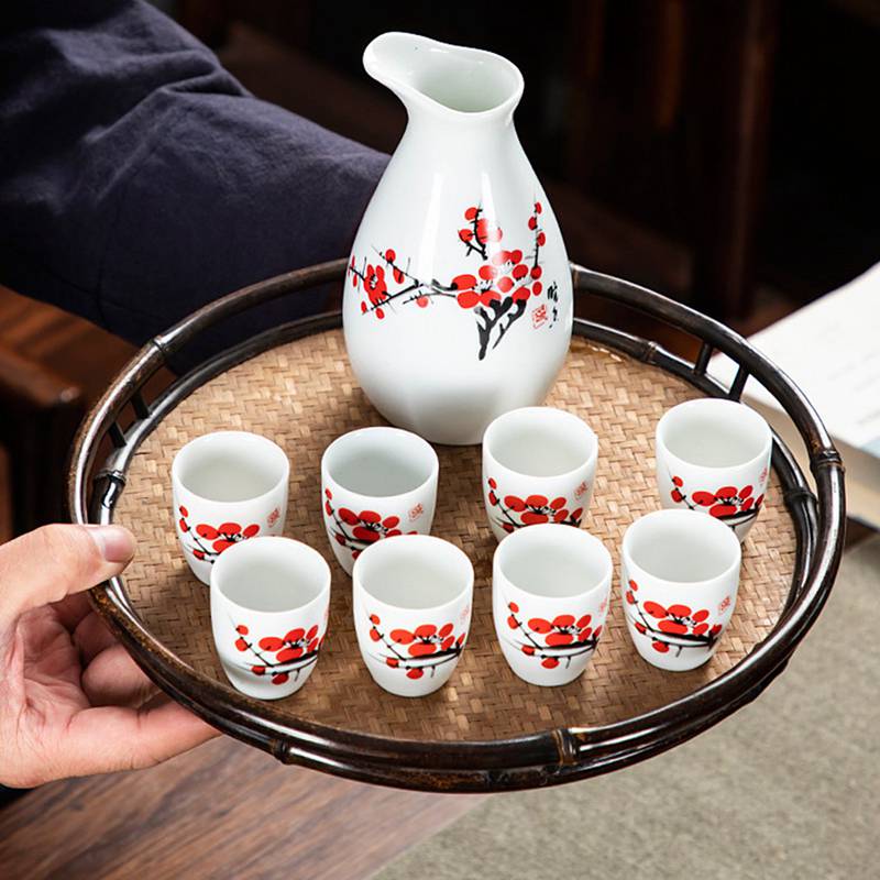 楽天市場】徳利1個 盃6個 酒器セット セラミック 花柄 山水柄 お洒落