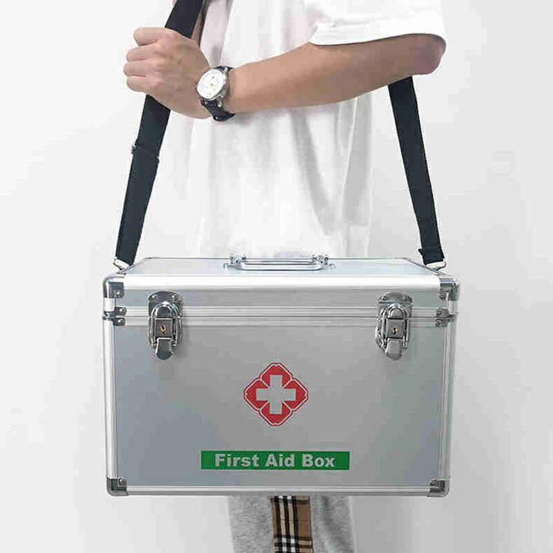 楽天市場】救急箱 薬箱 アルミ合金製 シルバー 大容量 手提げ 小物入れ