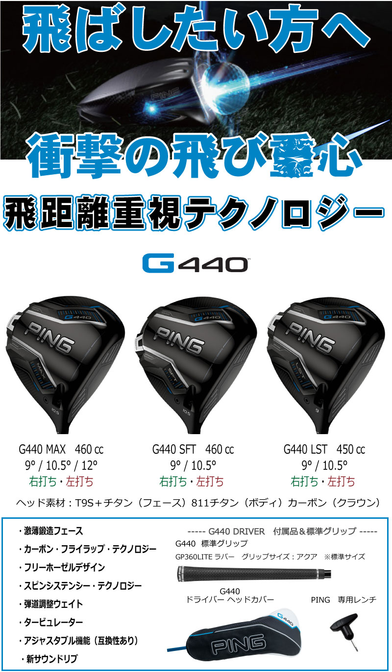 楽天市場】ピン G440 ドライバー MAX LST SFT FUJIKURA 24 VENTUS BLUE