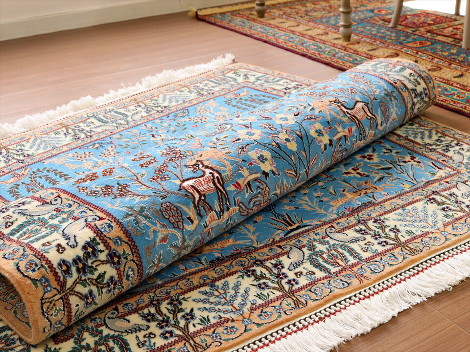 楽天市場】ペルシャ絨毯 ナイン産 6La152×104cmハビビアン工房 ライト