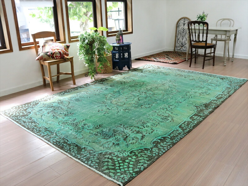 楽天市場】オーバーダイド ヴィンテージラグ グリーン 299×196cm