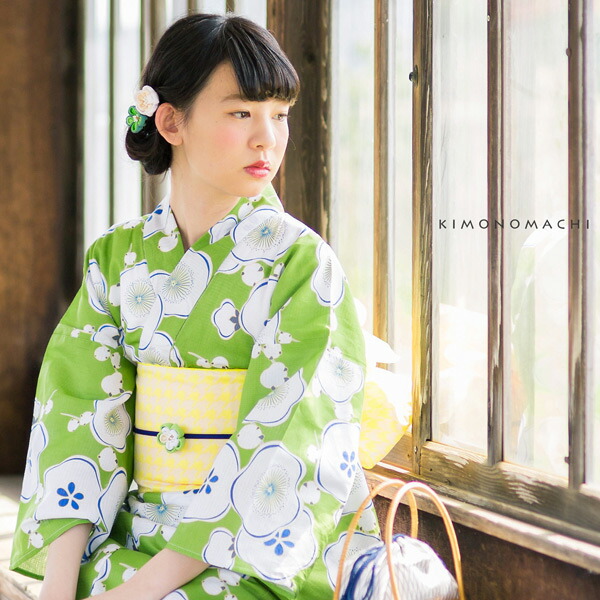 楽天市場】【Prices down2】浴衣 レディース 単品 「緑色 梅」 S F TL