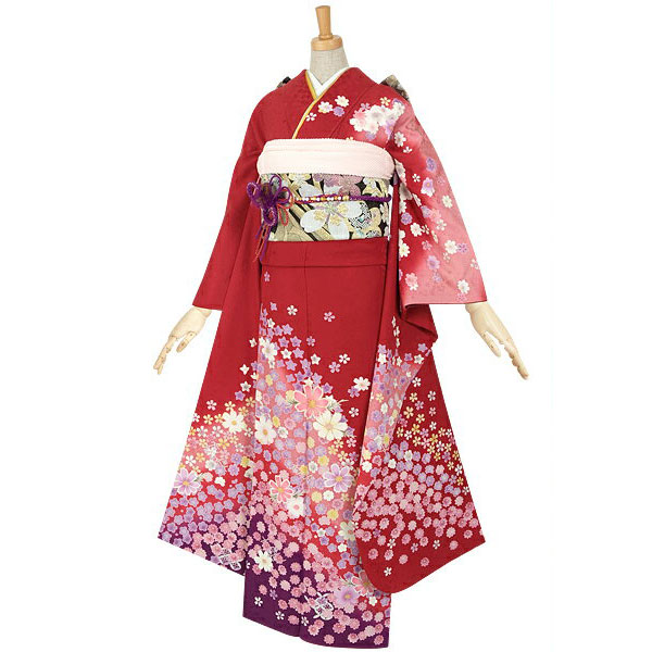 楽天市場】【成人式 振袖 レンタル】RS054 正絹 赤 桜吹雪フルセット