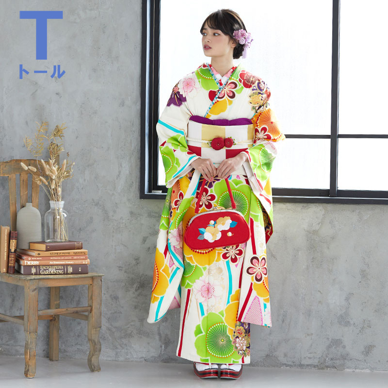 楽天市場】【成人式 振袖 レンタル】RS1770 正絹 白 立涌に桜楓（絹