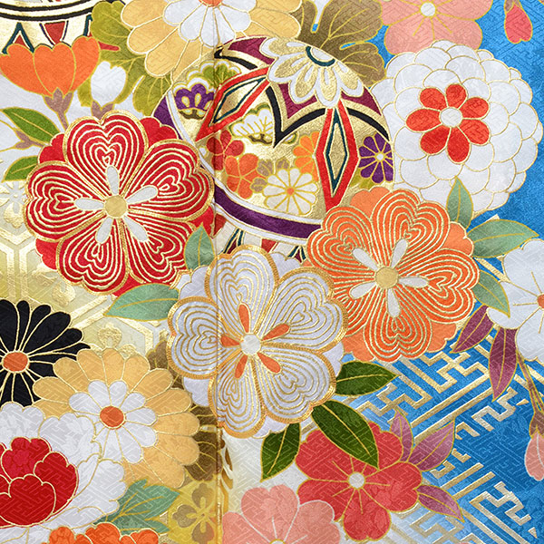 楽天市場】【成人式 振袖 レンタル】RS1811 正絹 青×白 毬に桜菊梅松