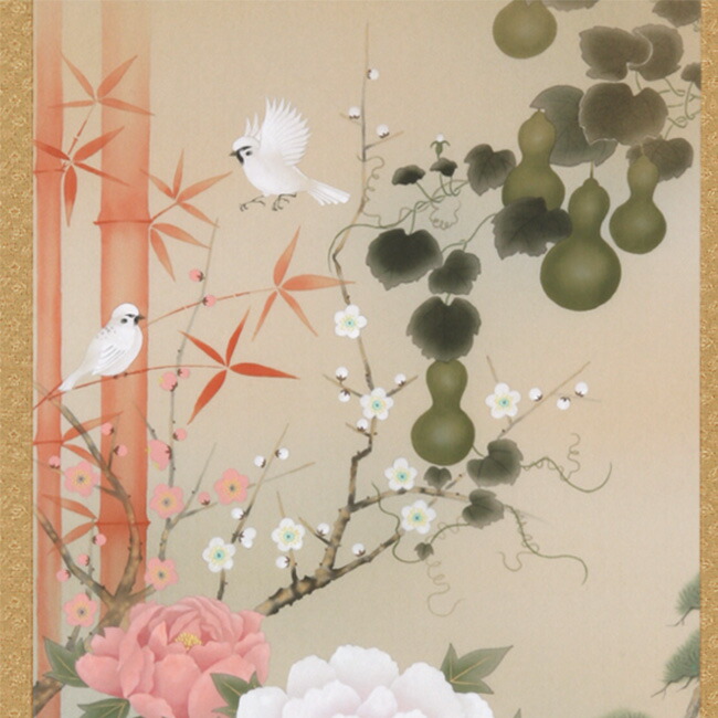 楽天市場】【特典あり】掛軸 吉祥四季開運之図 190×54.5cm[装飾 絵