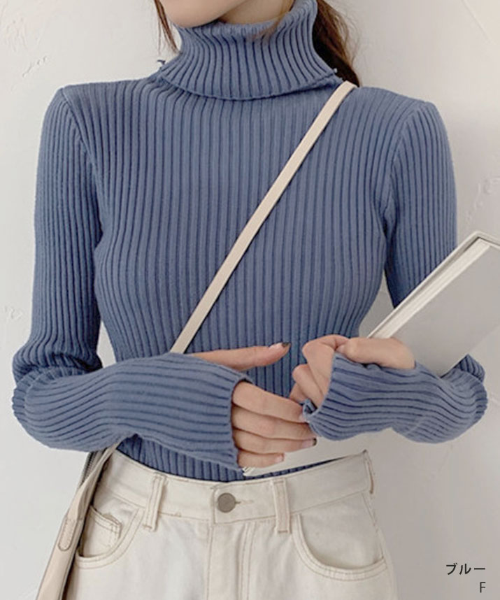楽天市場】ニット《サムホール付きタートルネックニットトップス 全7色