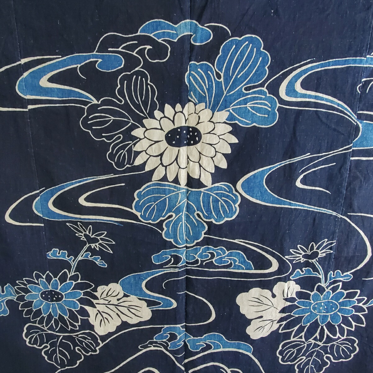 楽天市場】河内木綿 筒描き 4幅 ／綿布 襤褸 ボロ 藍 リメイク 型染め