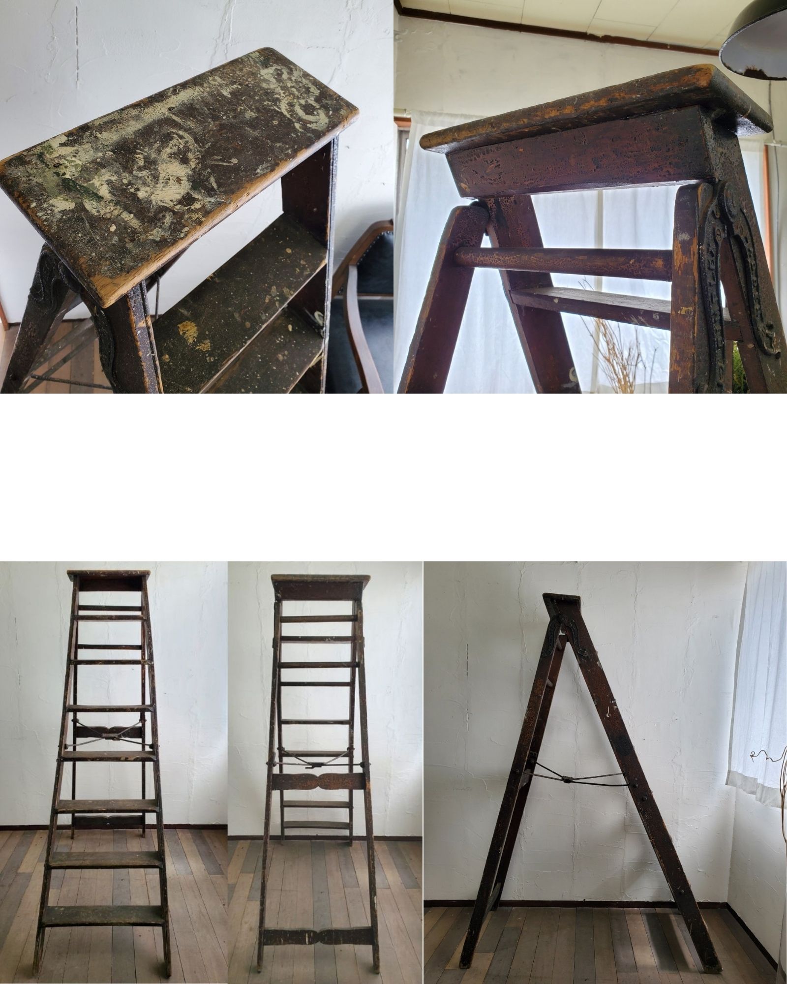 楽天市場】UK イギリス製 アンティーク SIMPLEX社 木製 ステップラダー